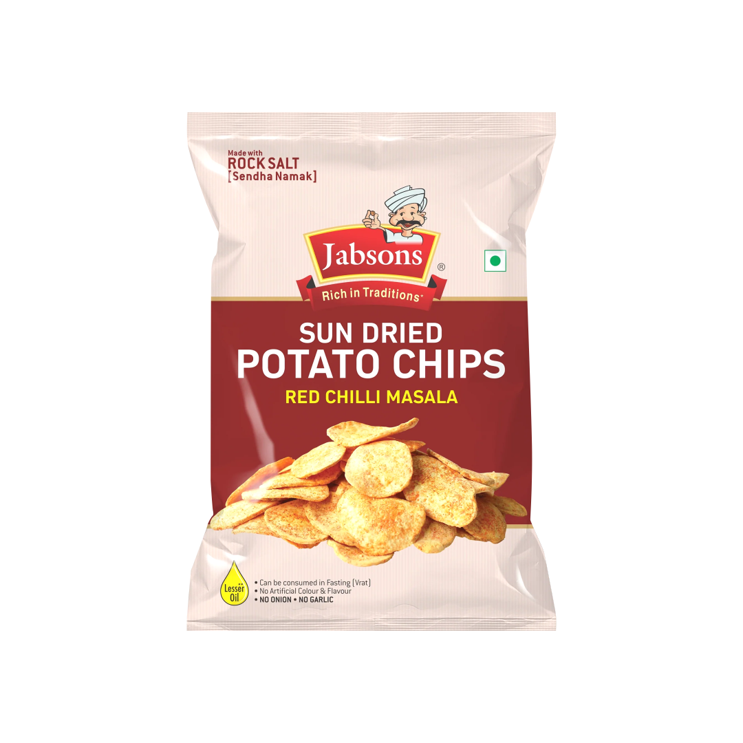 JABSONS SUN DRIED POTATO CHIPS (RED CHILLI MASALA)