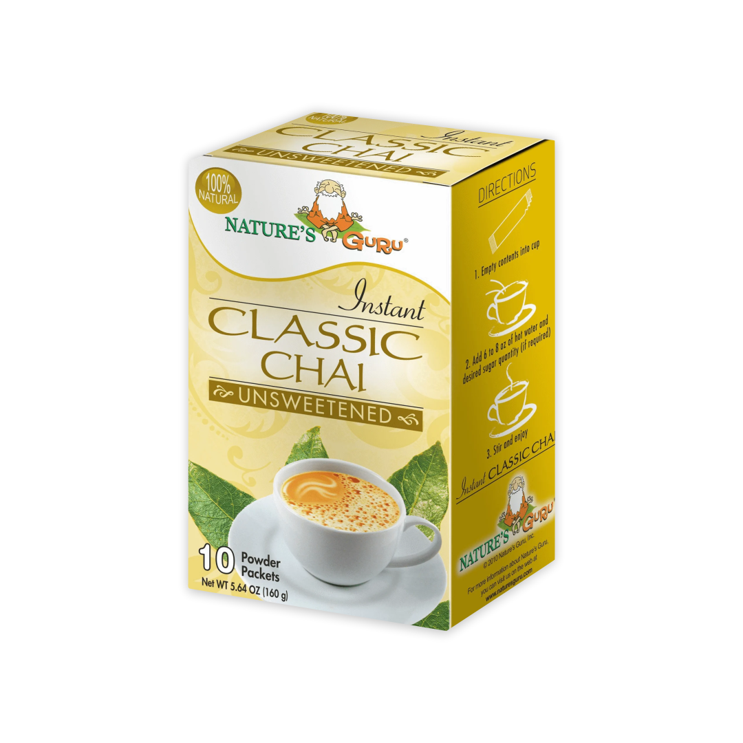NATURE'S GURU INSTANT CLASSIC CHAI UNSWEETENED ( 10 POWDER PACKETS )