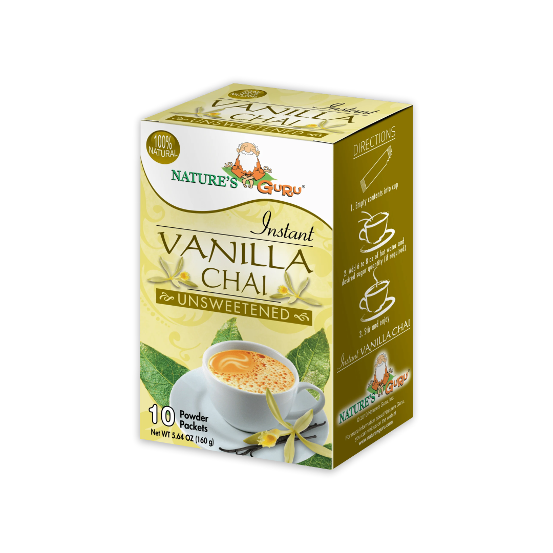 NATURE'S GURU INSTANT VANILLA CHAI UNSWEETENED ( 10 POWDER PACKETS