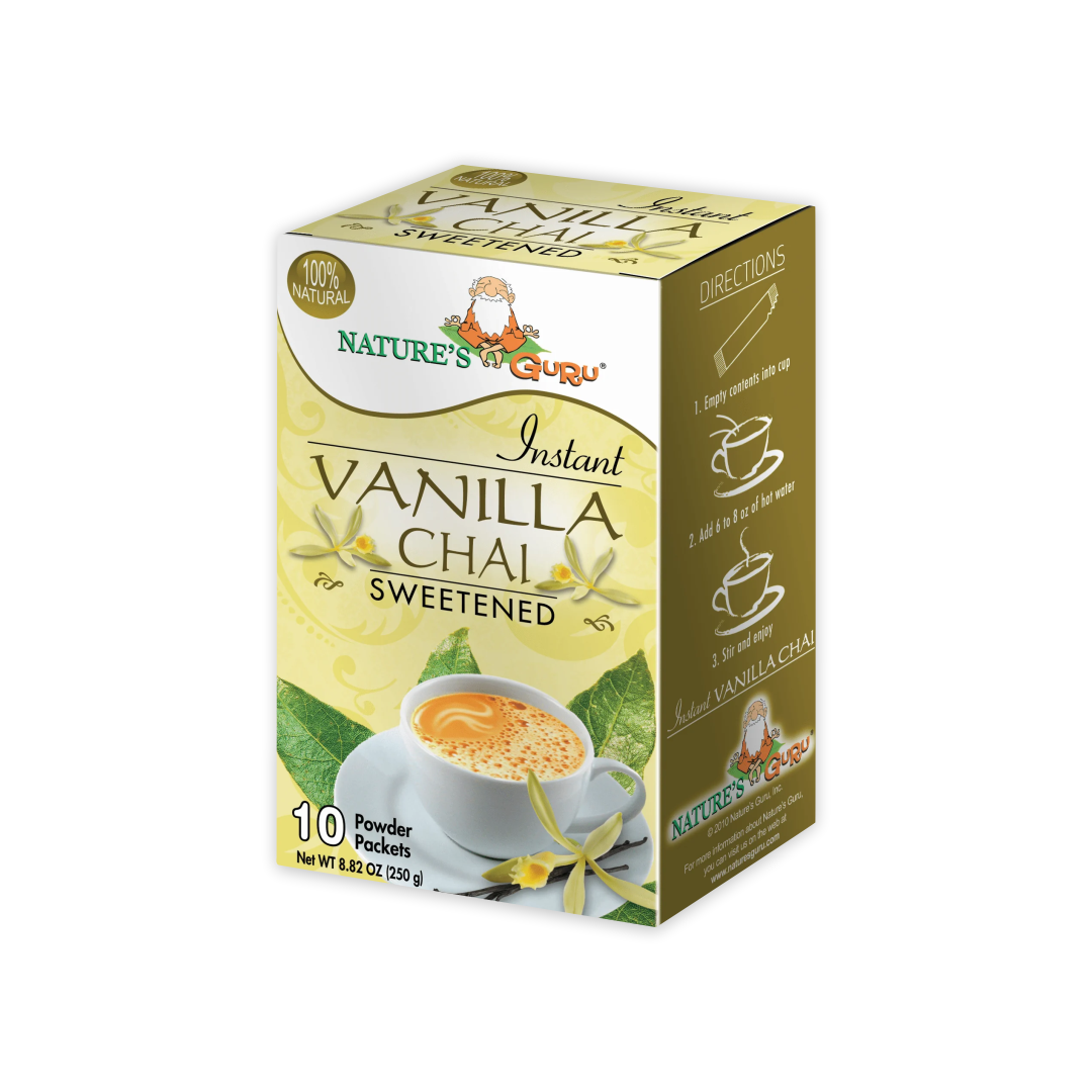 NATURE'S GURU INSTANT VANILLA CHAI SWEETENED ( 10 POWDER PACKETS )