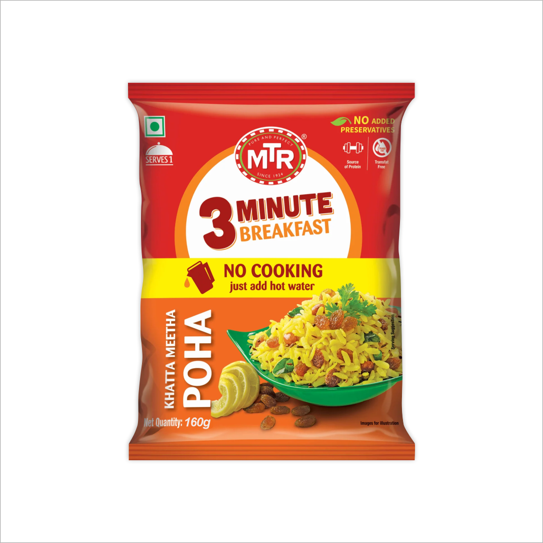 MTR 3 MINUTE BREAKFAST KHATTA MEETHA POHA (NO COOKING)