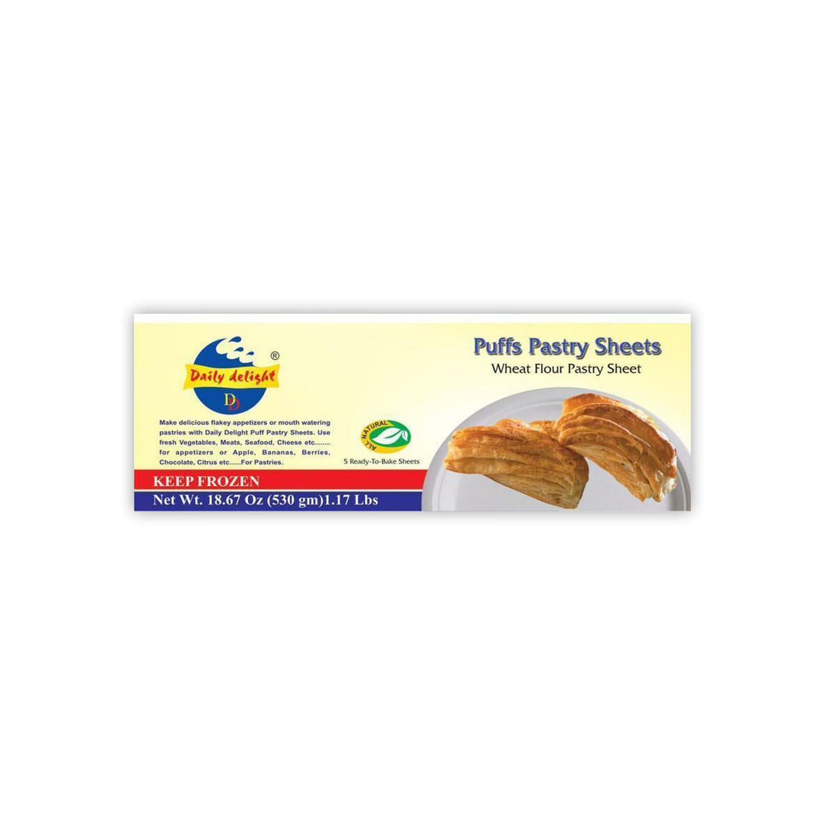 Get Daily Delight Wheat Flour Puff Pastry Sheets 5pcs Delivered