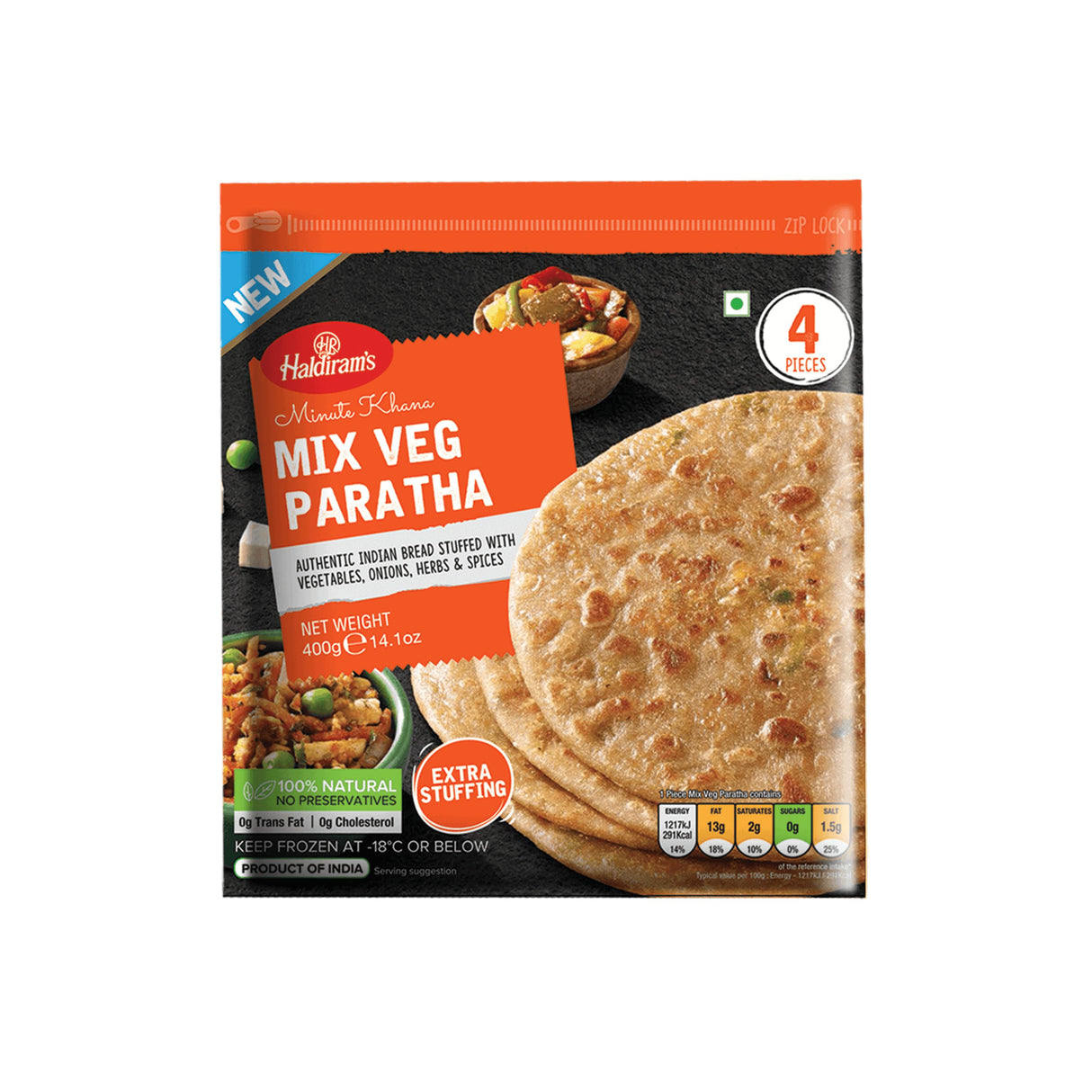 HALDIRAMS MINUTE KHANA MIX VEG PARATHA