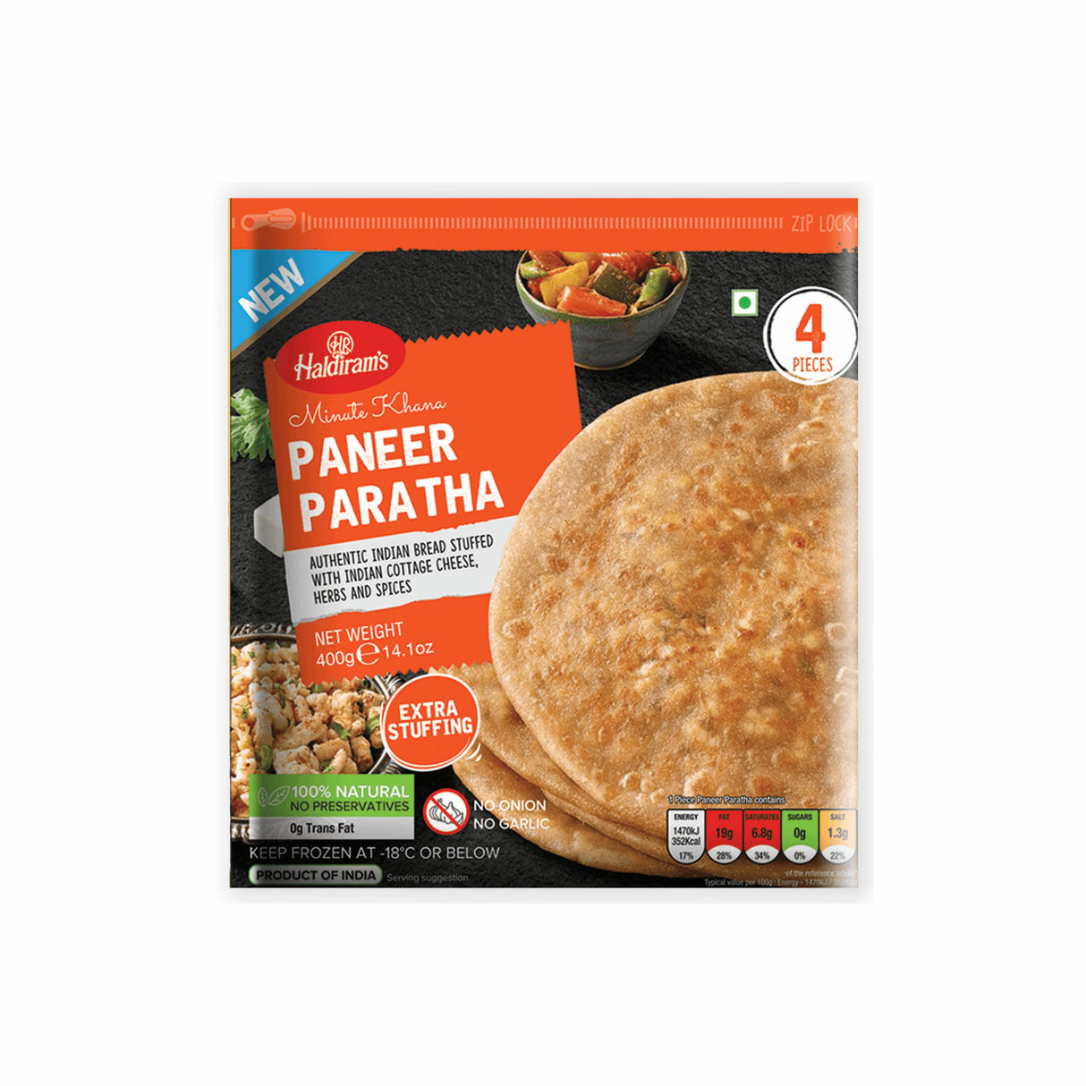 HALDIRAMS MINUTE KHANA PANEER PARATHA 4 PCS