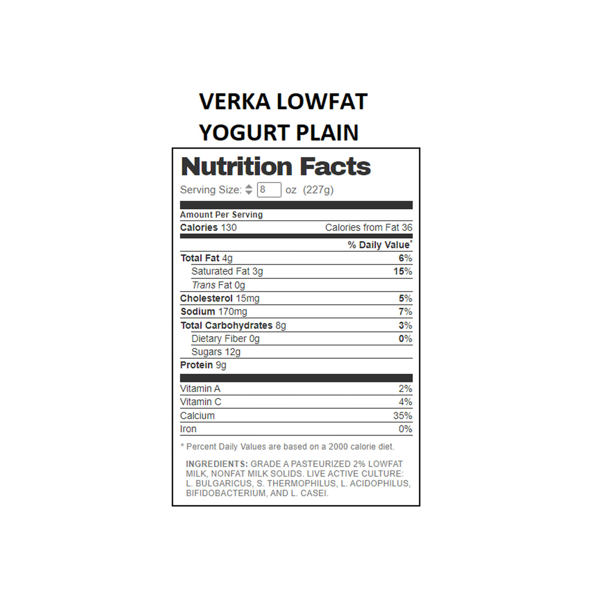 VERKA LOWFAT YOGURT PLAIN New Indian Supermarket, Tracy