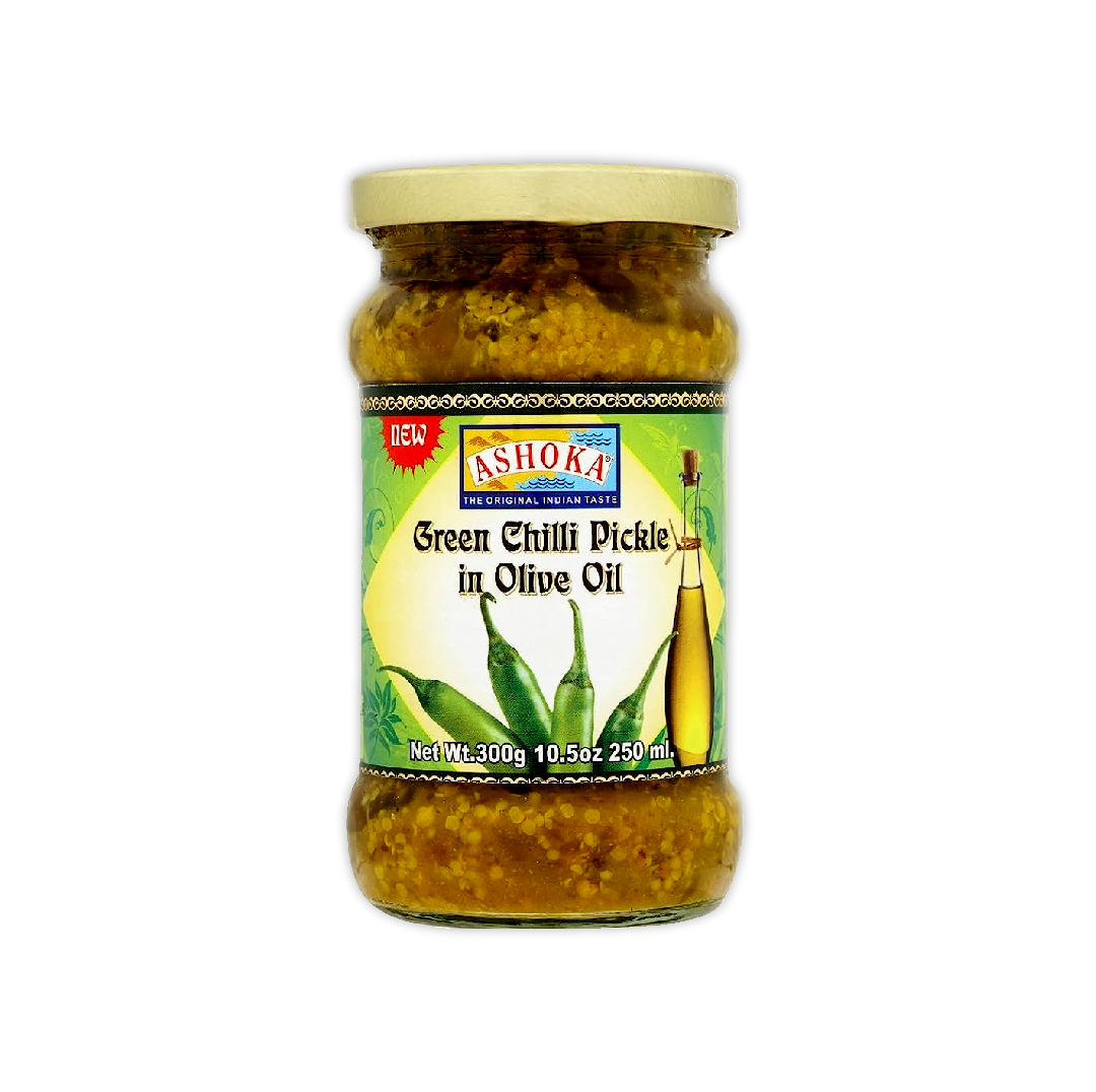 ASHOKA  GREEN CHILLI PICKLE IN OLIVE OIL