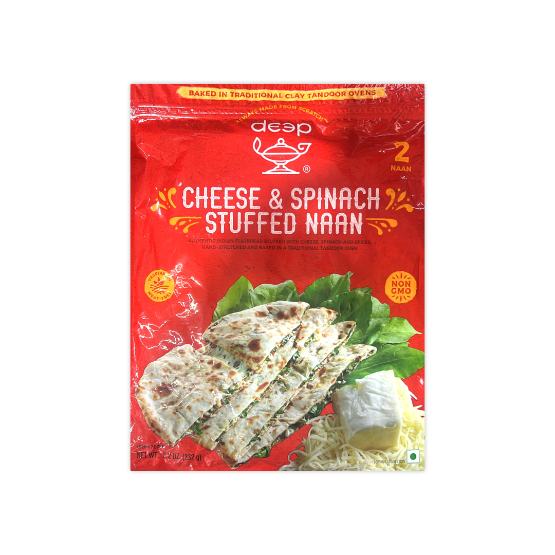 DEEP CHEESE & SPINACH STUFFED NAAN - 2PCS