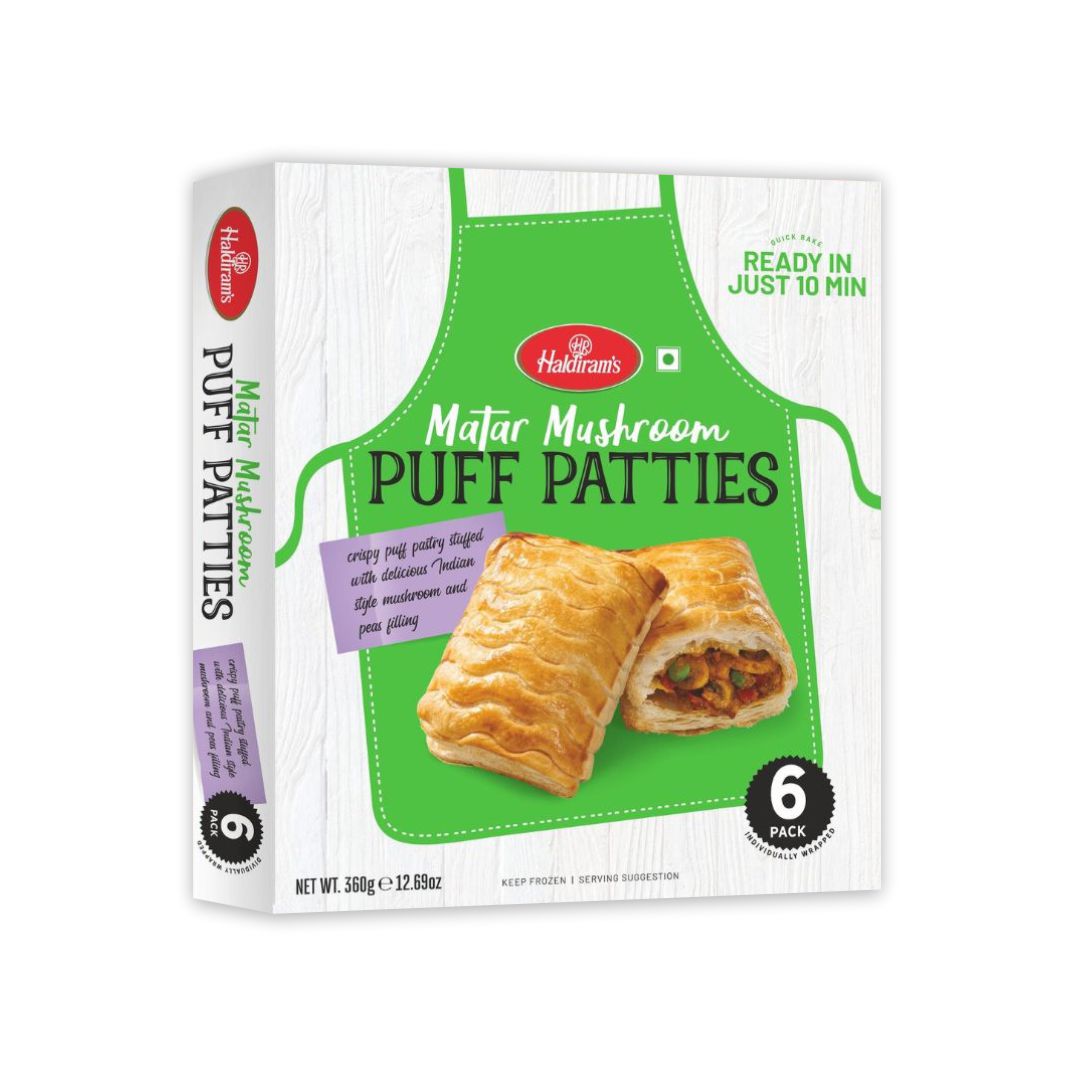 HALDIRAMS MATAR MUSHROOM PUFF PATTIES 6 PACK