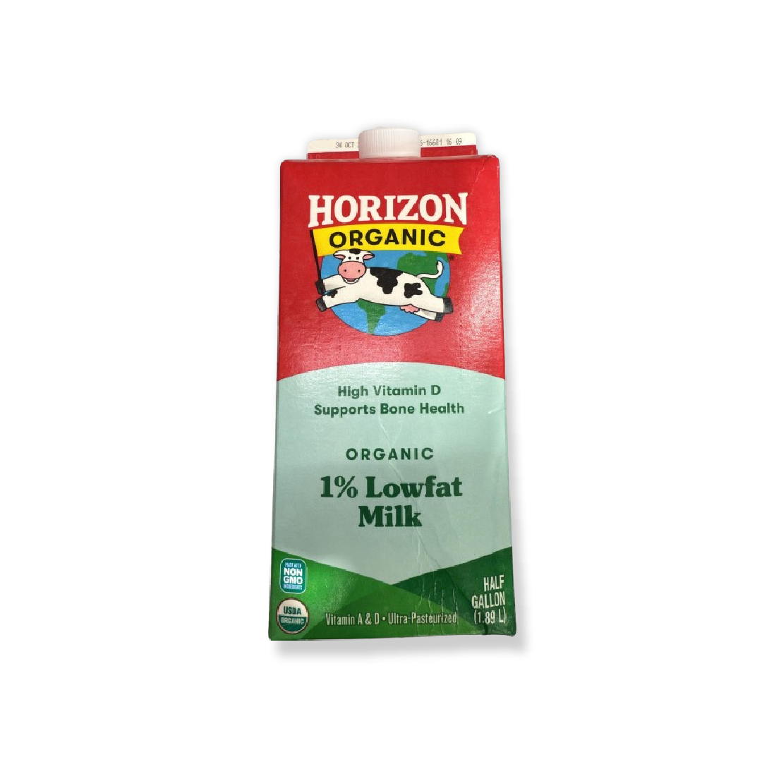 HORIZON ORGANIC MILK HIGH VITAMIN D SUPPORTS BONE HEALTH 1% LOWFAT MILK HA;F GALLON