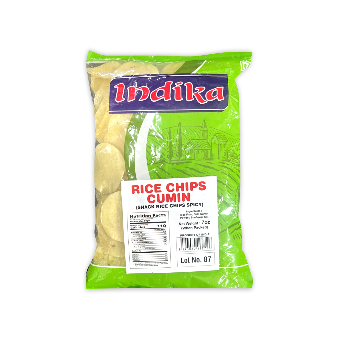 INDIKA RICE CHIPS CUMIN ( SNACK RICE CHIPS SPICY )