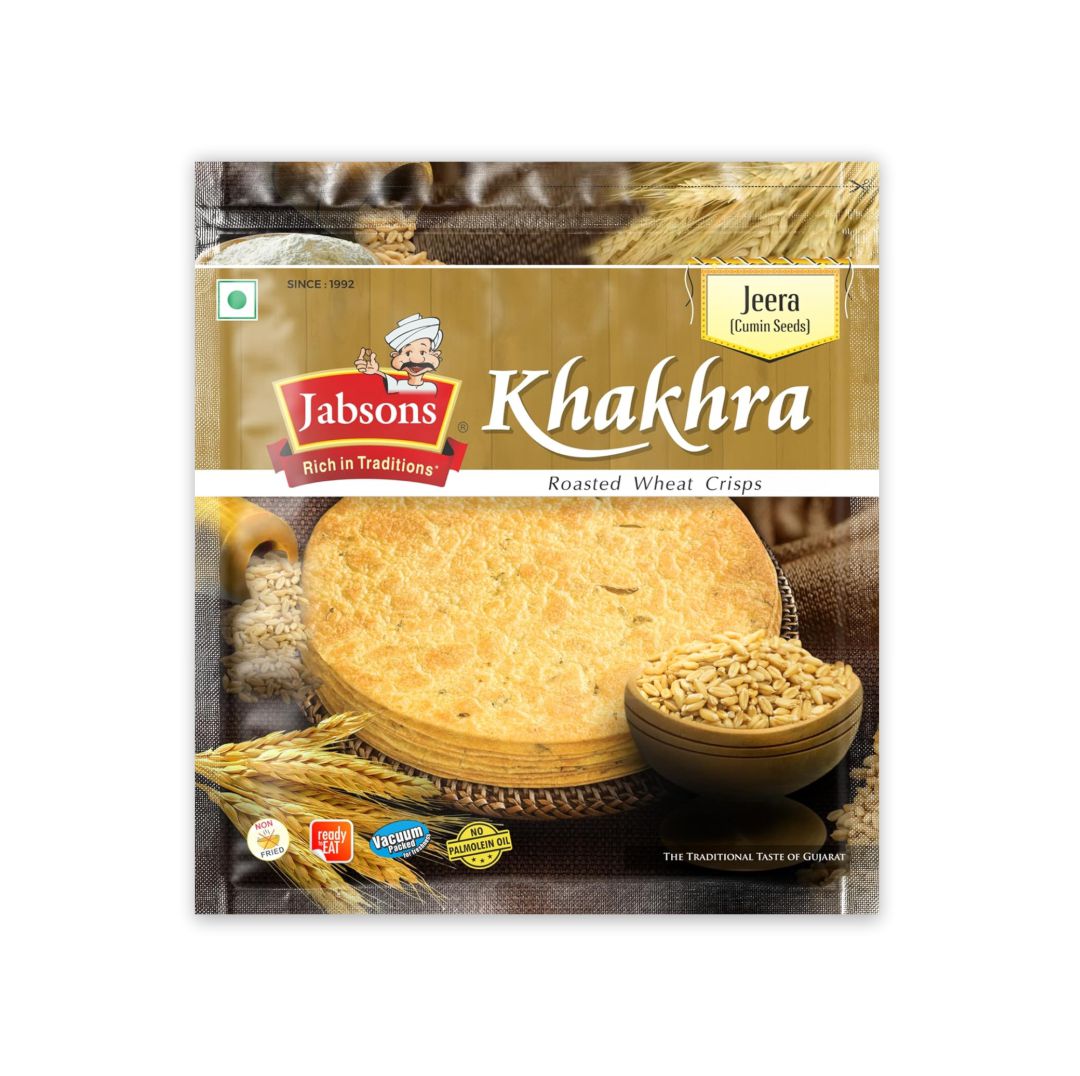 JABSONS KHAKHRA ROASTED WHEAT CRISPS ( JEERA CUMIN SEEDS )