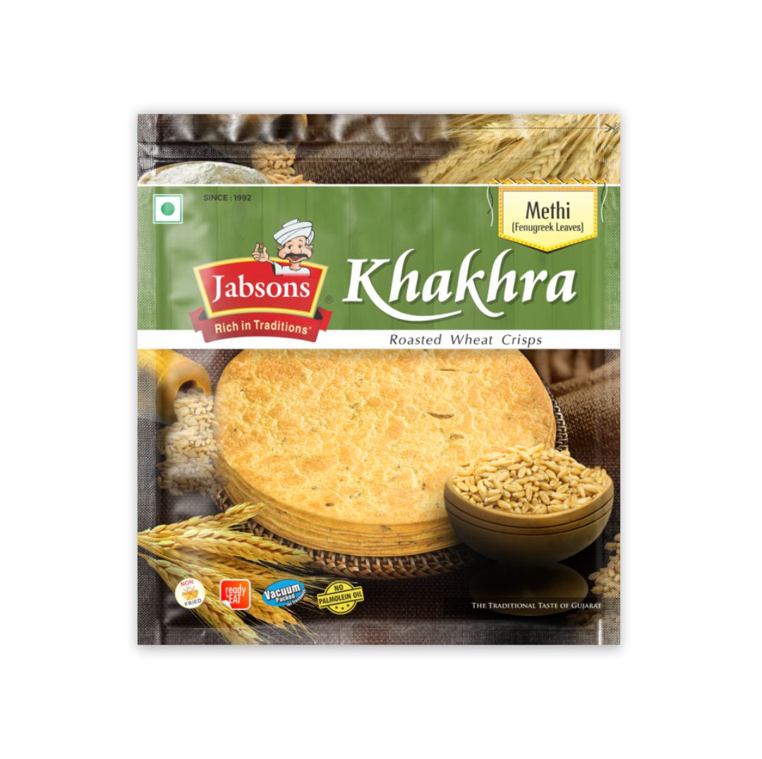 JABSONS KHAKHRA ROASTED WHEAT CRISPS ( MITHI FENUGREEK LEAVES )