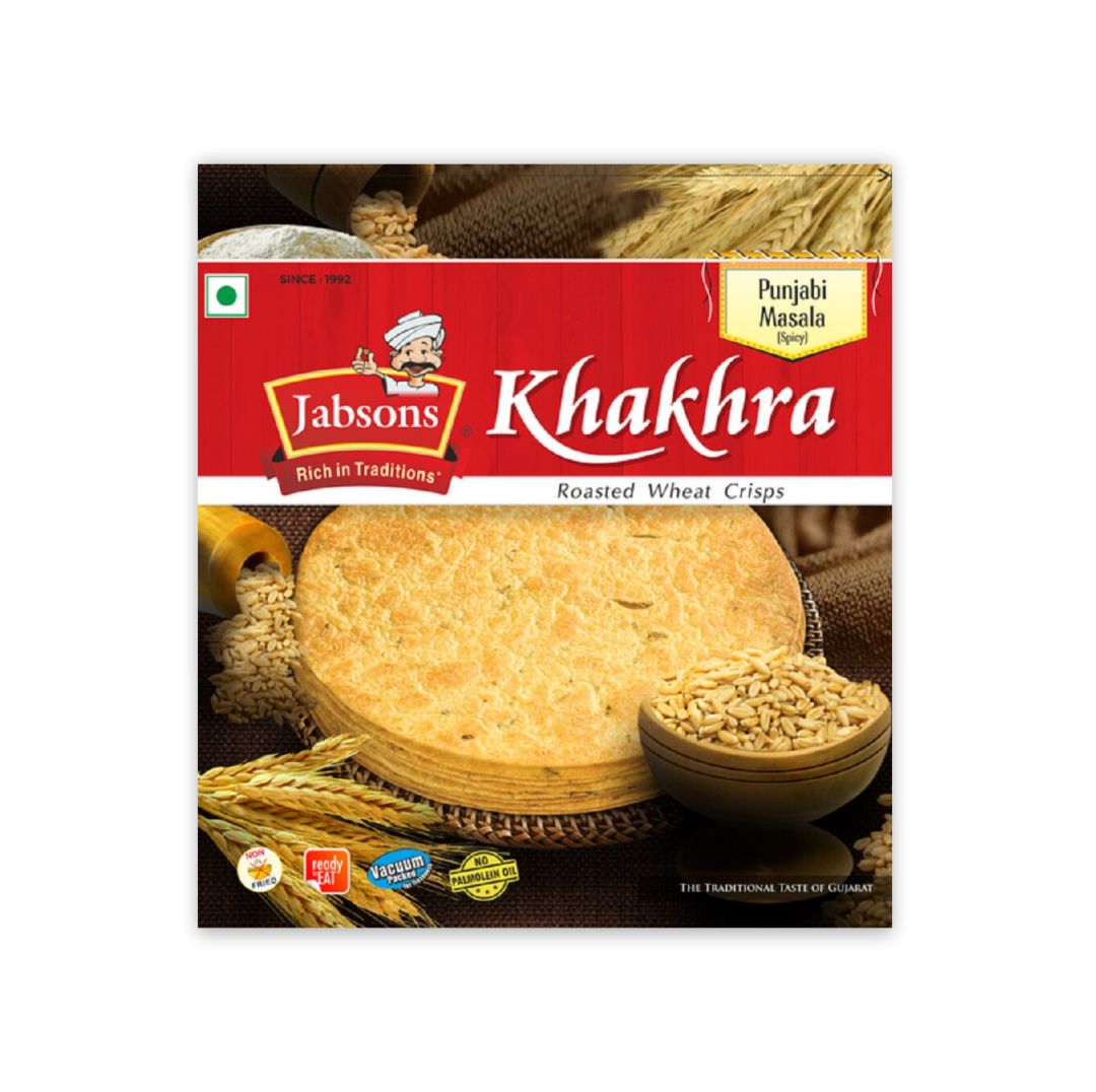 JABSONS KHAKHRA ROASTED WHEAT CRISPS ( PUNJABI MASALA SPICY )