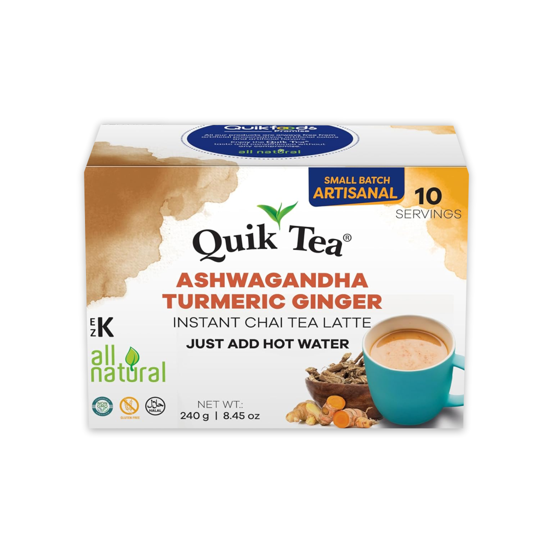 QUIK TEA ASHWAGANDHA TURMERIC GINGER 10 SACHETS