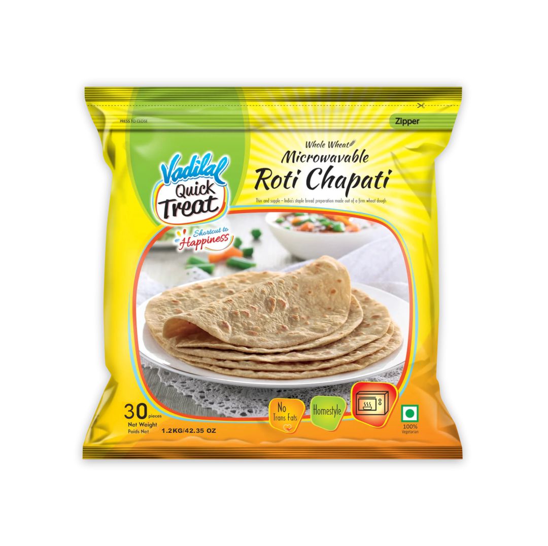 VADILAL WHOLE WHEAT MICROWAVABLE ROTI CHAOATI 30 PCS – New Indian ...