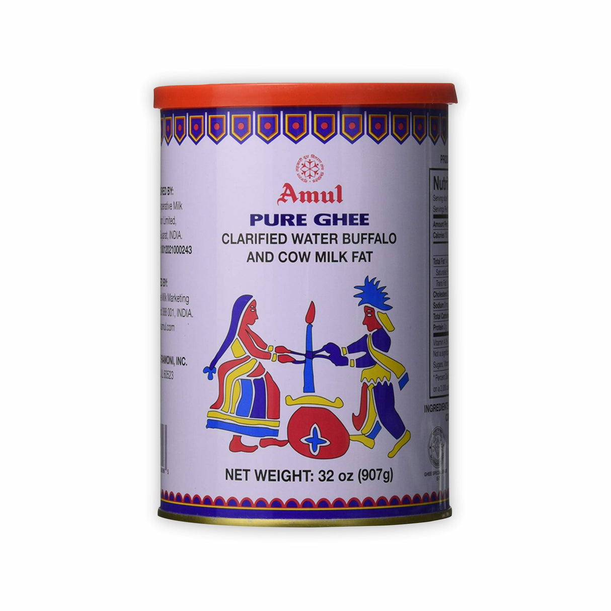 AMUL PURE GHEE CLARIFIED WATER BUFFALO AND COW MILK FAT 32OZ