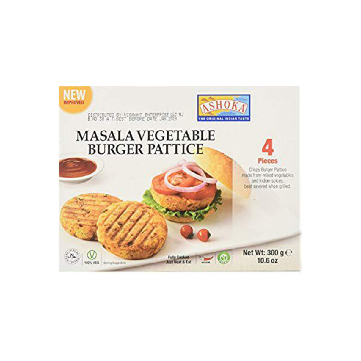 ASHOKA MASALA VEGETABLE BURGER PATTIES 4PCS