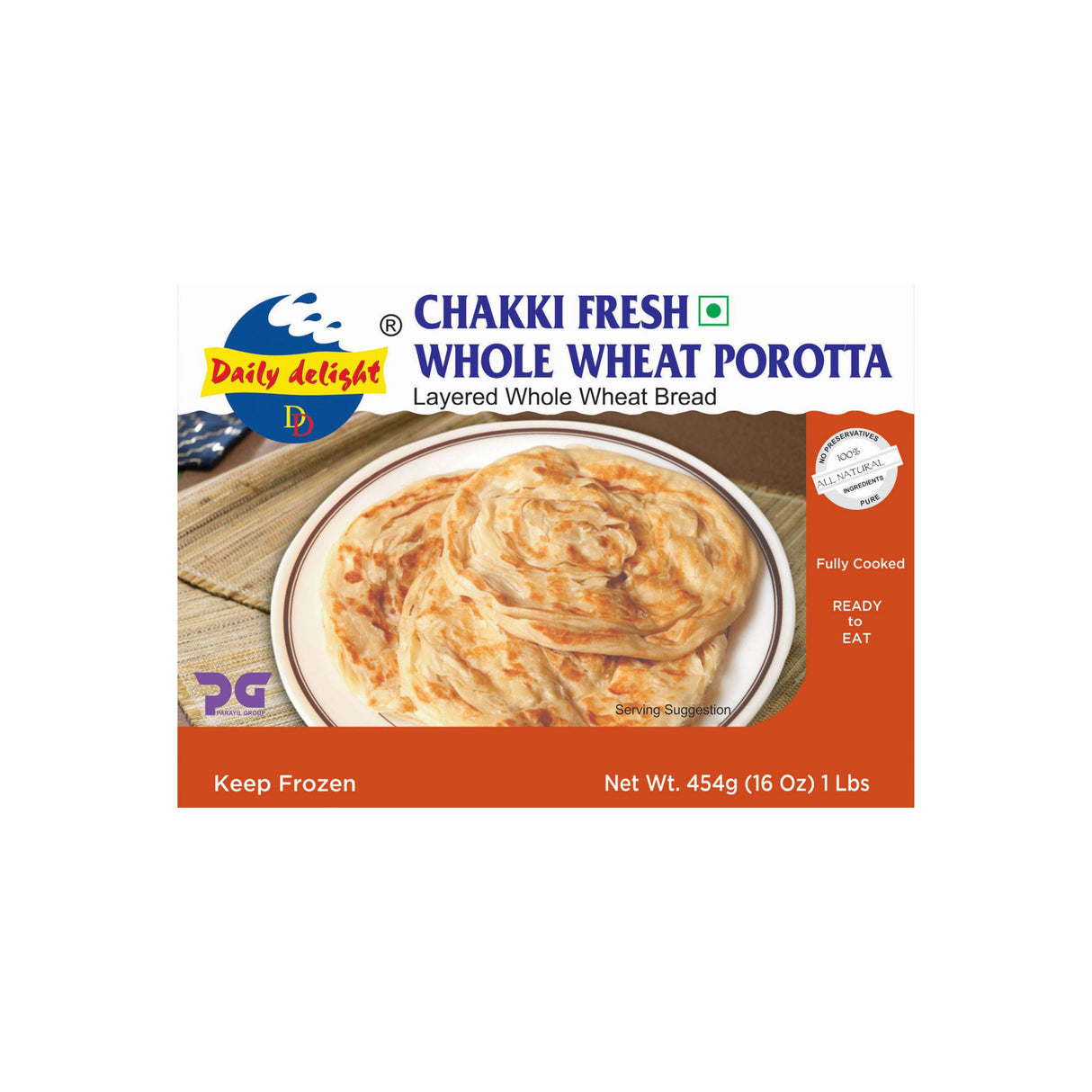 DAILY DELIGHT CHAKKI FRESH WHOLE WHEAT POROTTA