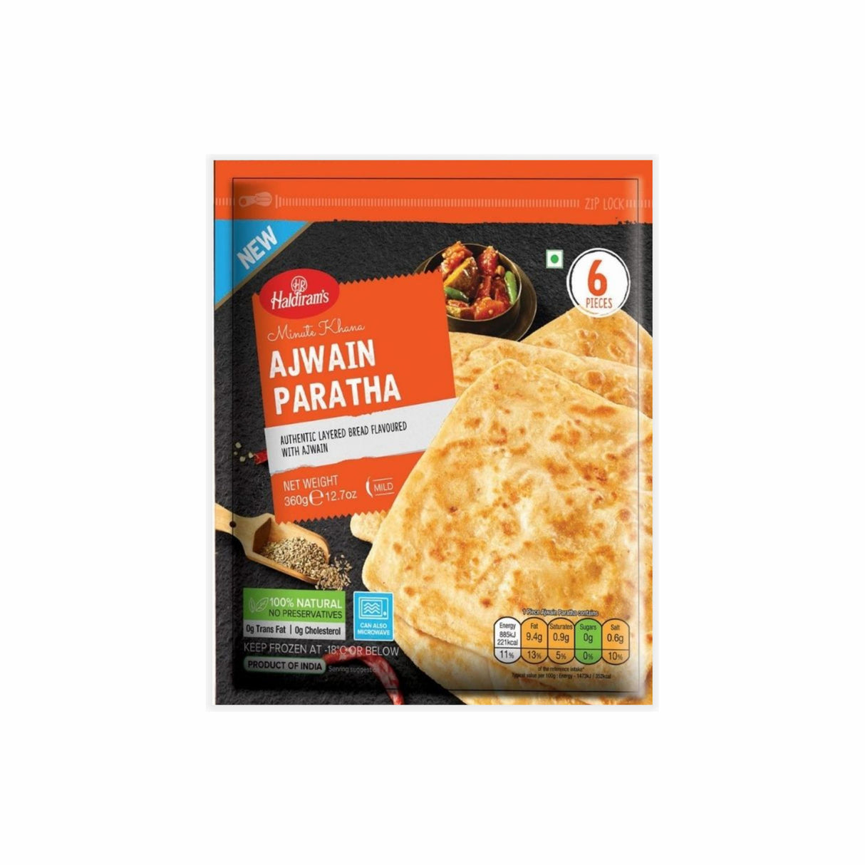 HALDIRAMS MINUTE KHANA AJWAIN PARATHA 6 PCS