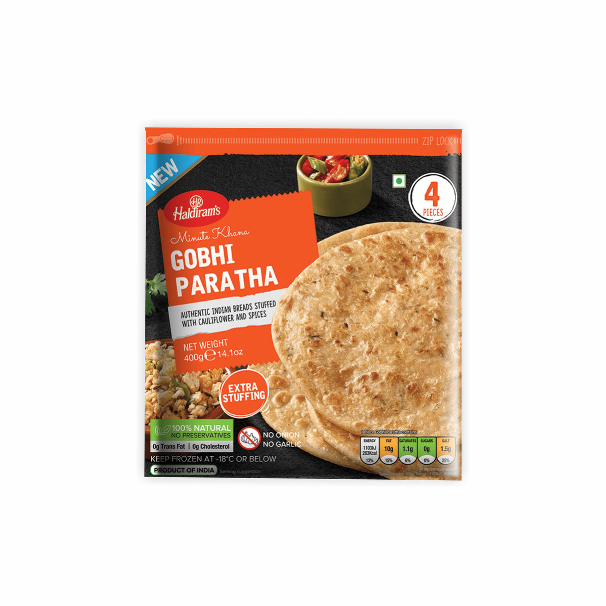 HALDIRAMS MINUTE KHANA ALOO GOBHI PARATHA 4PCS