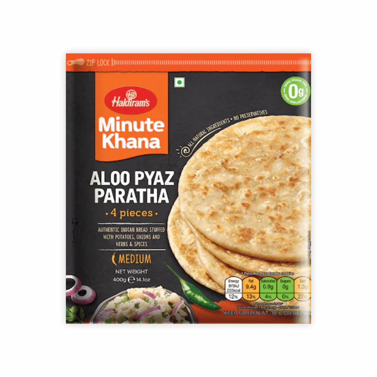 HALDIRAMS MINUTE KHANA ALOO PYAZ PARATHA 4PCS