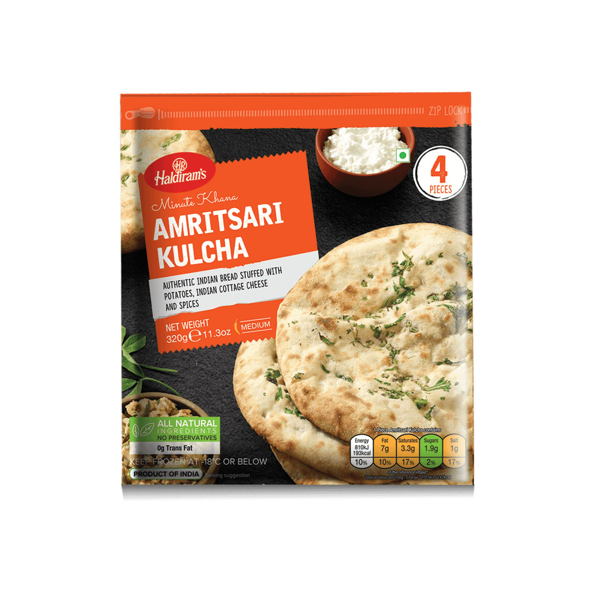 HALDIRAMS MINUTE KHANA AMRITSARI KULCHA 4PCS