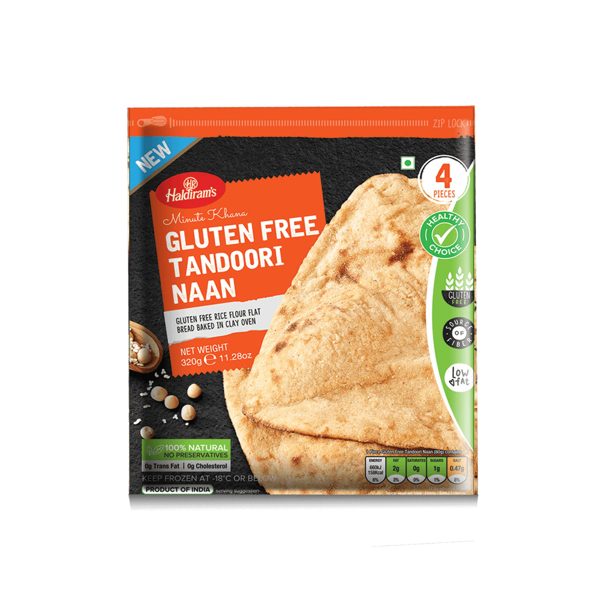 HALDIRAMS MINUTE KHANA GLUTEN FREE TANDOORI NAAN 4PCS