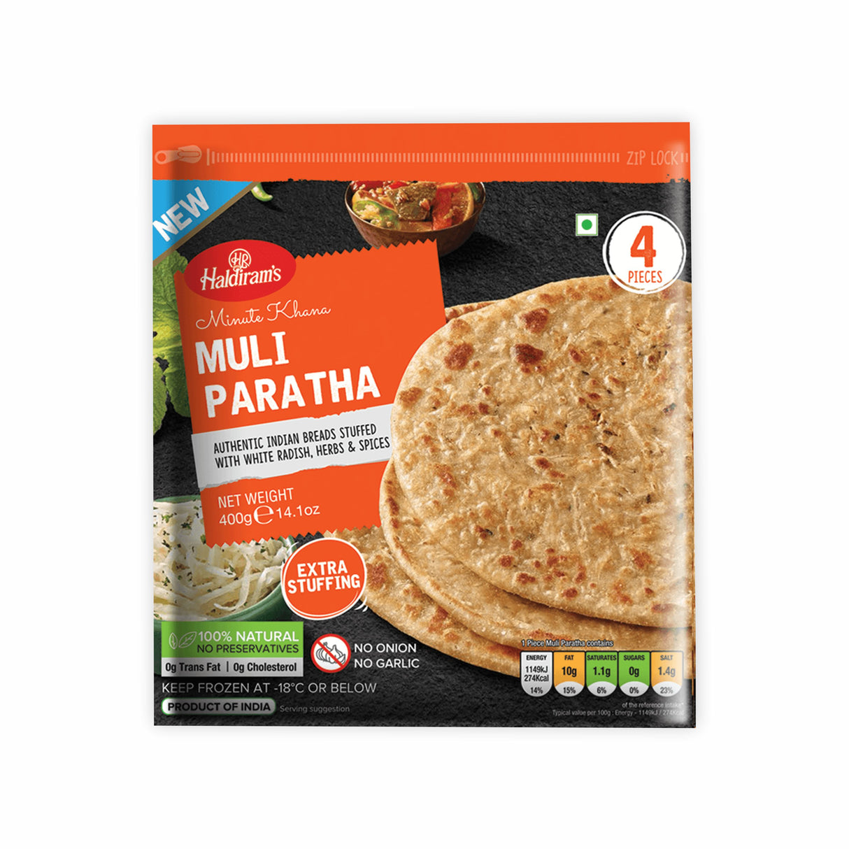 HALDIRAMS MINUTE KHANA MULI PARATHA 4PCS