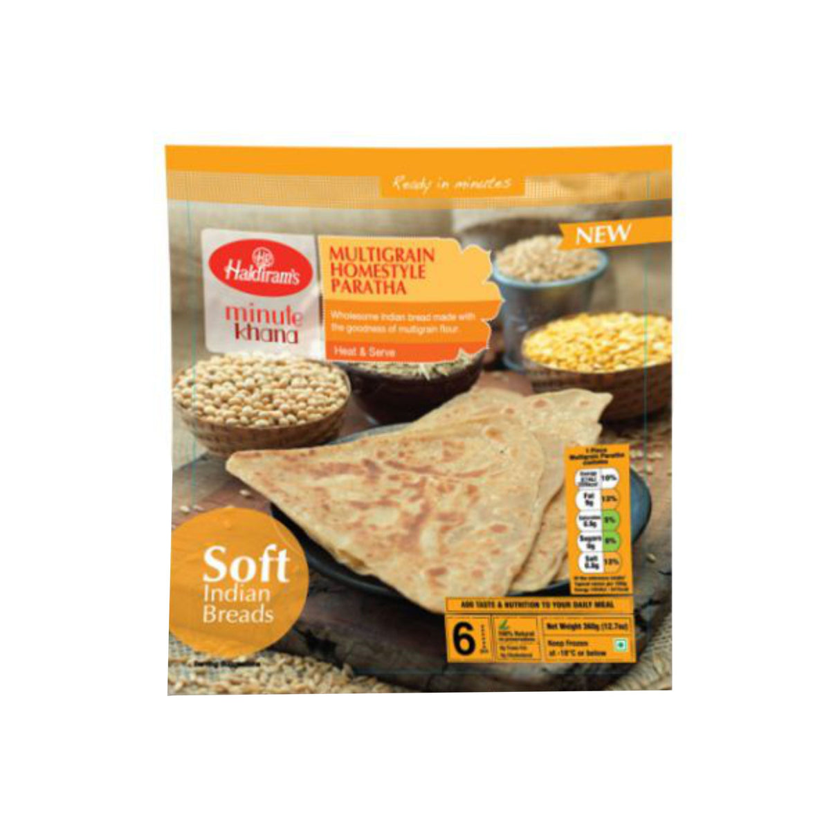 HALDIRAMS MINUTE KHANA MULTIGRAIN HOMESTYLE PARATHA 5PCS