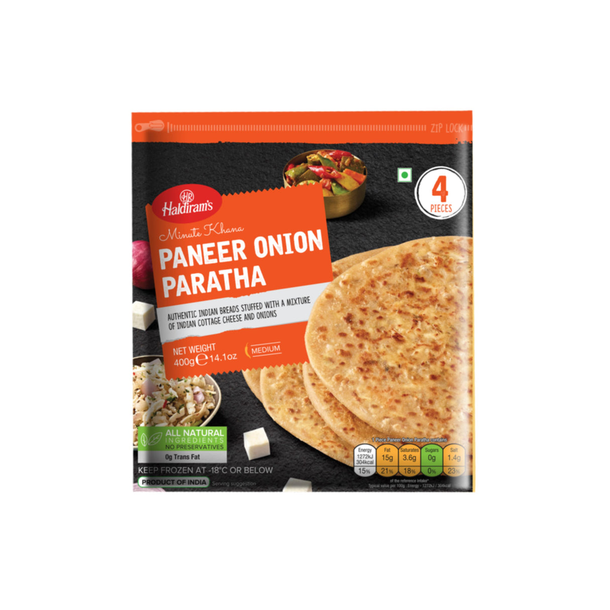 HALDIRAMS MINUTE KHANA PANEER ONION PARATHA