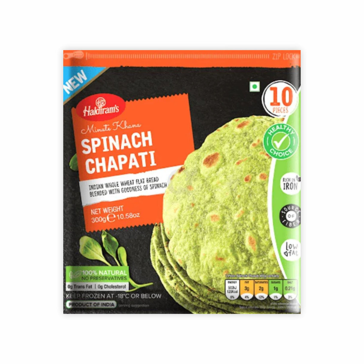 HALDIRAMS MINUTE KHANA SPINACH CHAPATI 10PCS