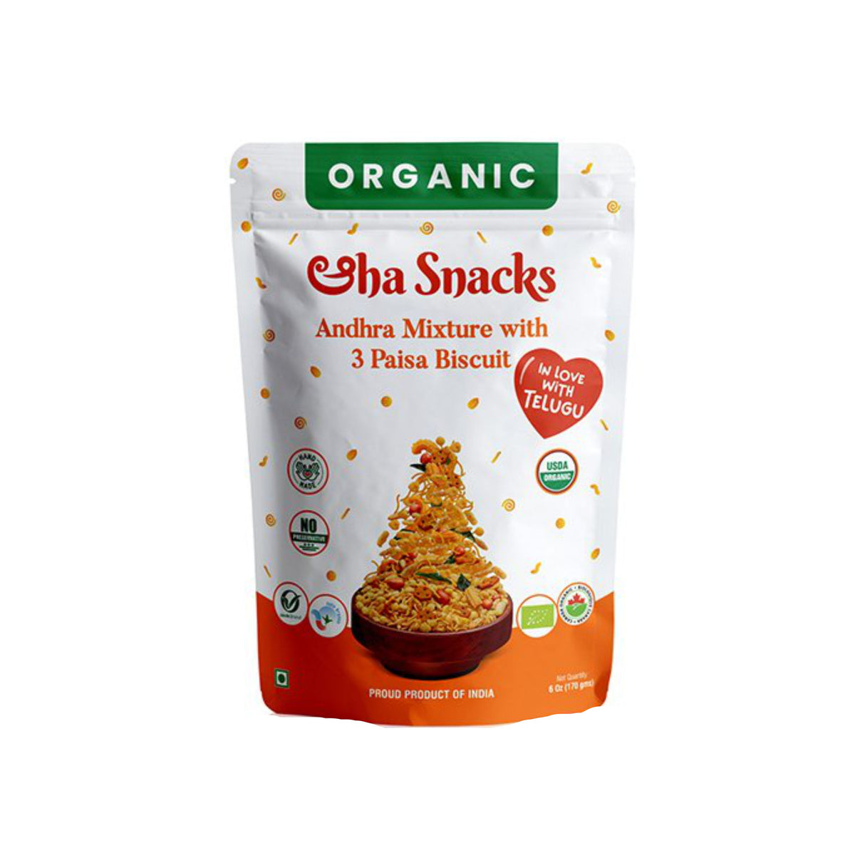 ORGANIC SHA SNACKS ANDHRA MIXTURE WITH 3 PAISA BISCUIT