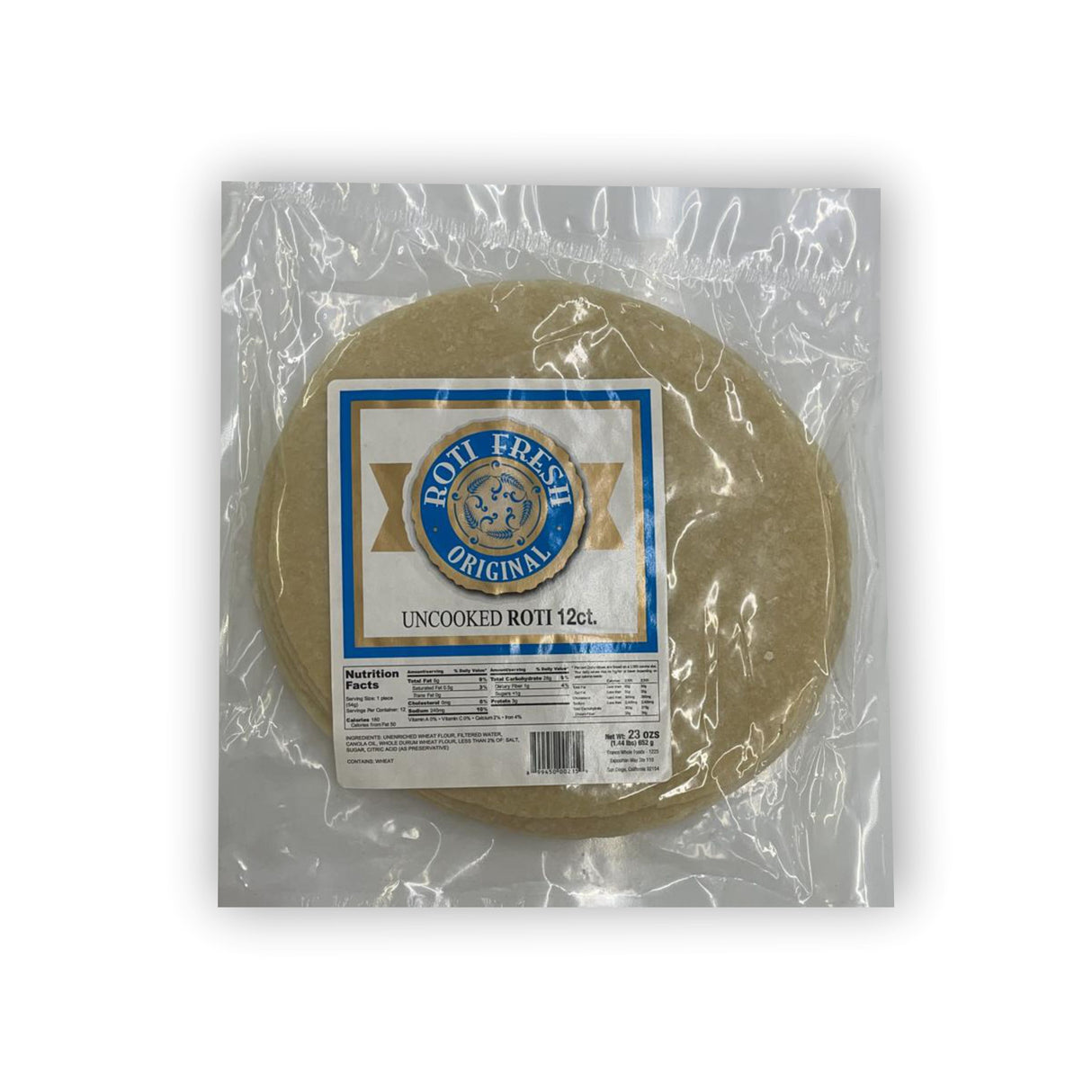 ROTI FRESH ORIGINAL UNCOOKED ROTI (12 COUNT)