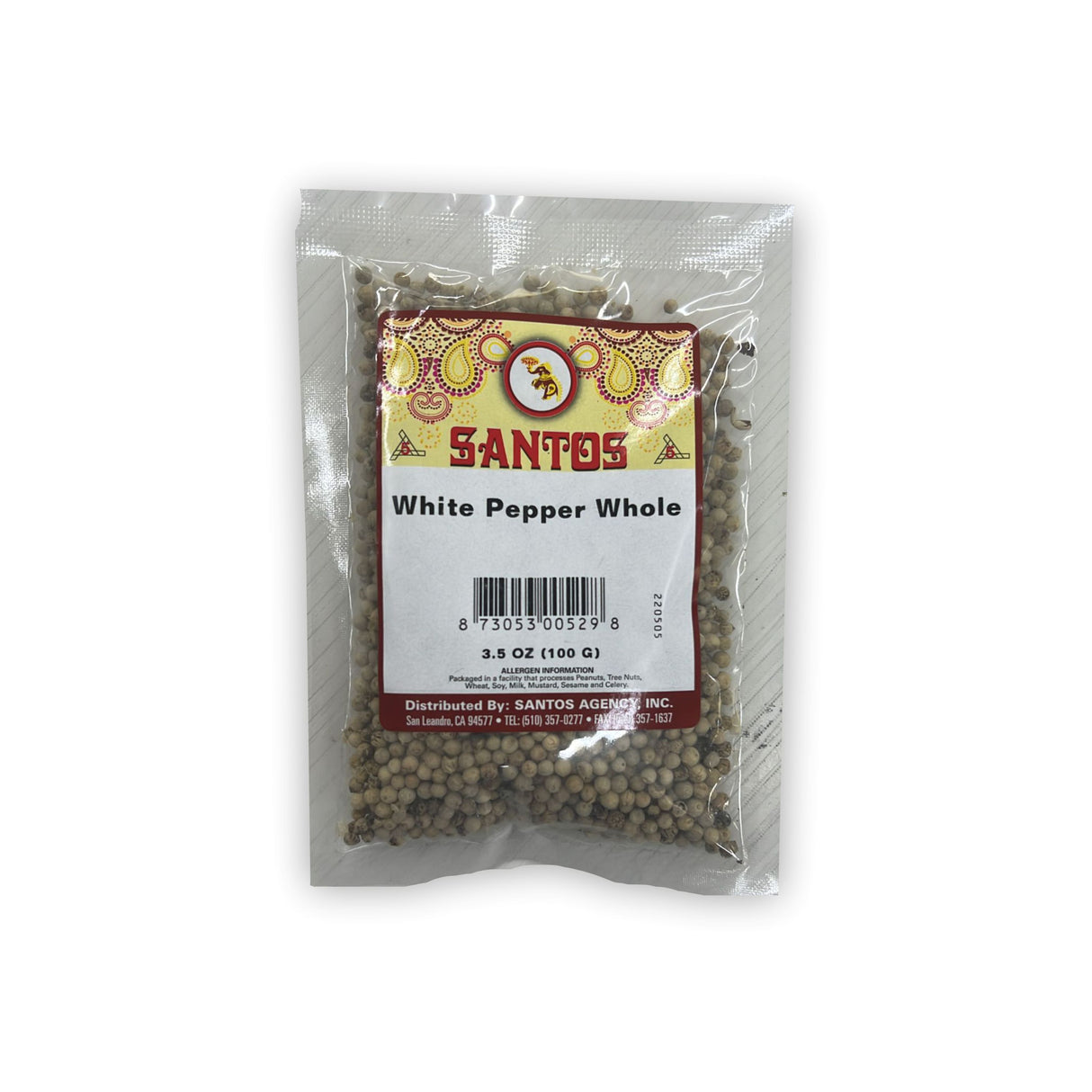 SANTOS WHITE PEPPER WHOLE (100GM)