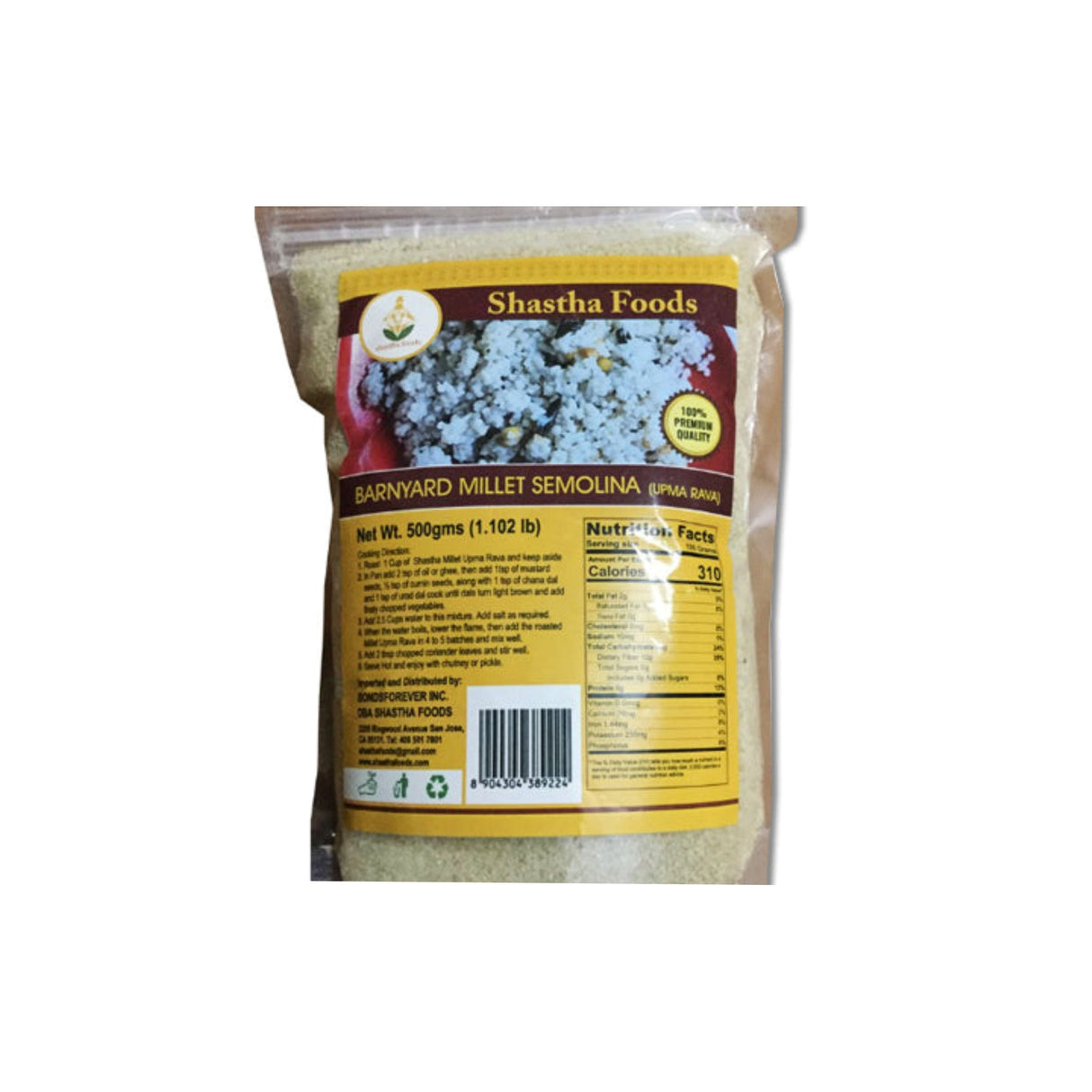 SHASTHA FOODS BARNYARD MILLET SEMOLINA