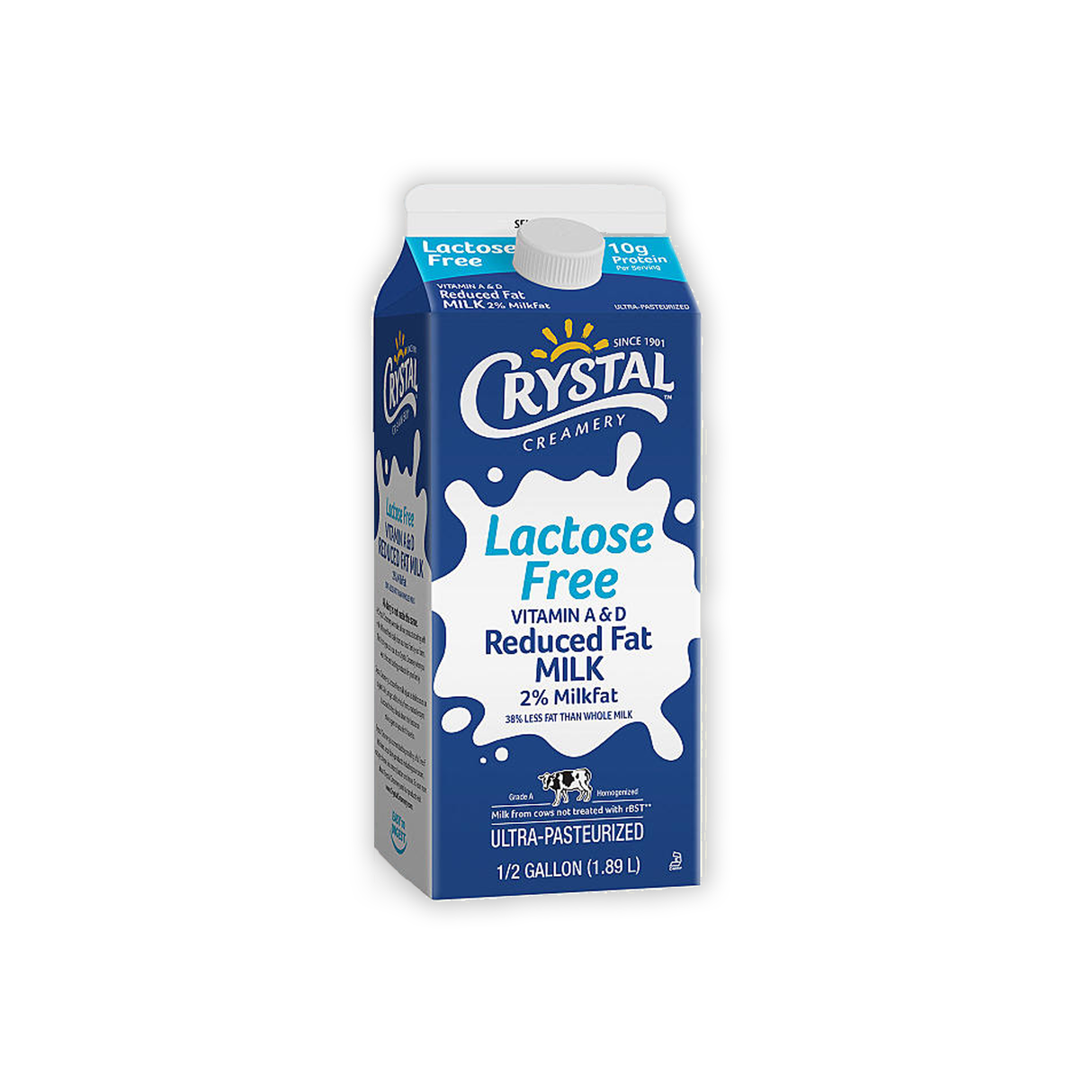 CRYSTAL LACTOSE FREE 2% REDUCED FAT MILK - 1/2 GALLON