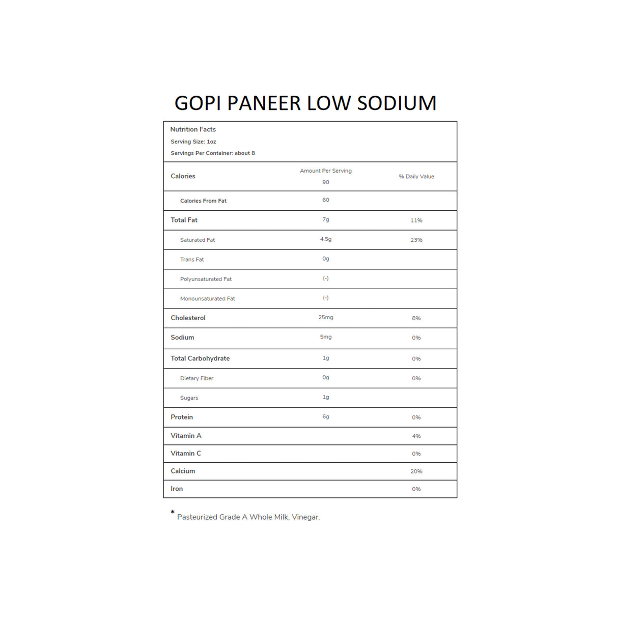 GOPI PANEER LOW SODIUM