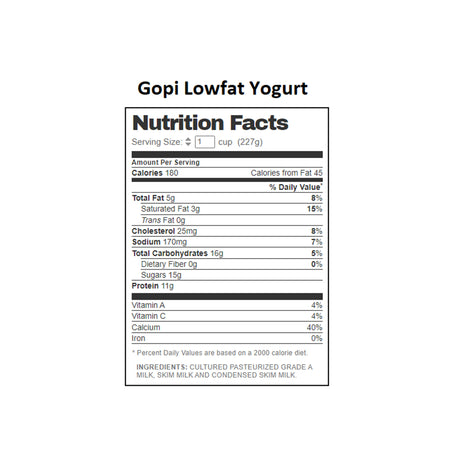 GOPI INDIAN STYLE LOWFAT YOGURT