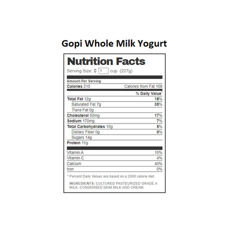 GOPI INDIAN STYLE  WHOLE MILK YOGURT