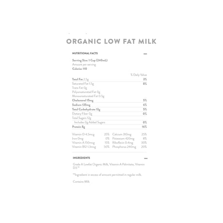 HORIZON ORG 1% PASTURE-RAISED LOW FAT MILK - 1/2 GALLON