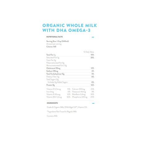 HORIZON ORGANIC DHA OMEGA-3 ORGANIC MILK