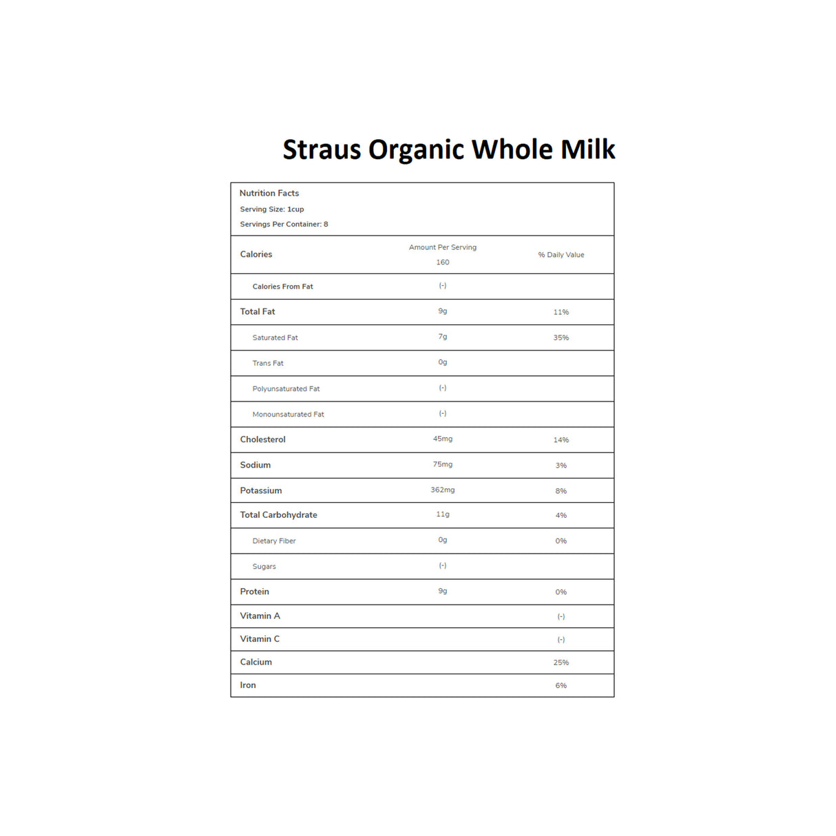 STRAUS ORG WHOLE MILK - 1 GALLON