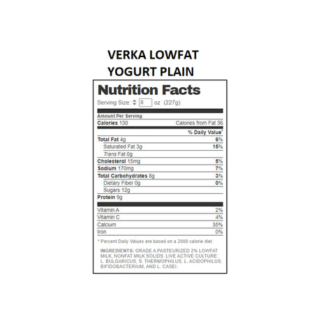 VERKA LOWFAT YOGURT PLAIN