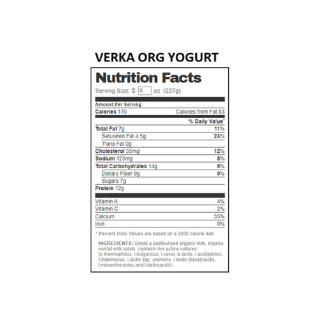 VERKA ORGANIC YOGURT PLAIN